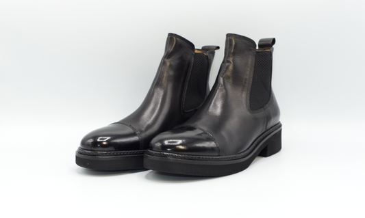 Shop Handmade Italian Leather women's cap toe Chelsea boots in Black or browse our range of hand-made Italian heels, sandals, and sneakers for men and women in leather or suede. We deliver to the USA and Canada & offer multiple payment plans as well as accept multiple safe & secure payment methods.DM35-R